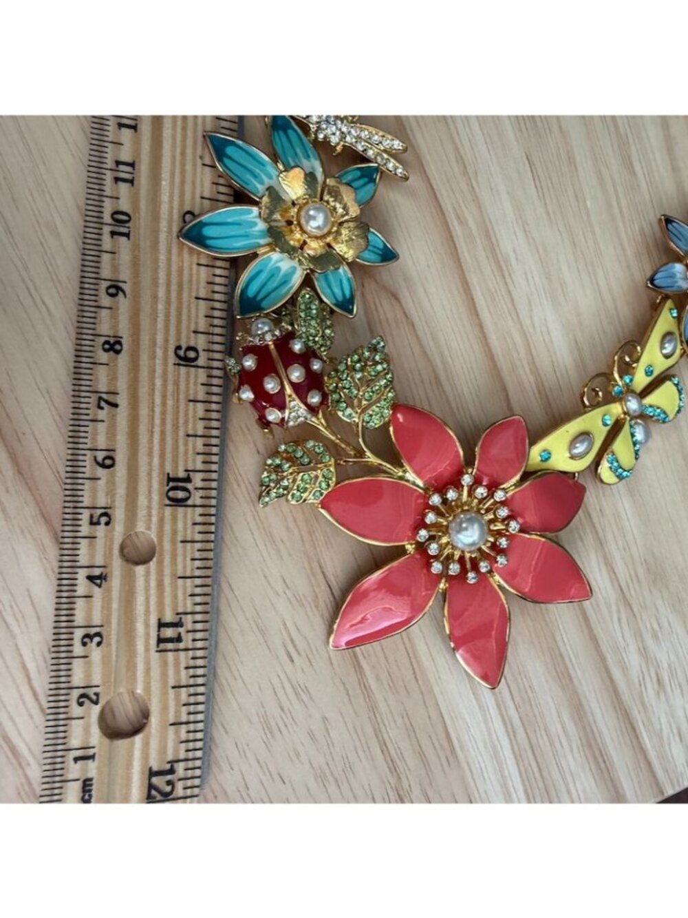 Joan Rivers Classics Collection Garden Party Gold-Tone Enamel Necklace W/ Floral - Picture 7 of 10